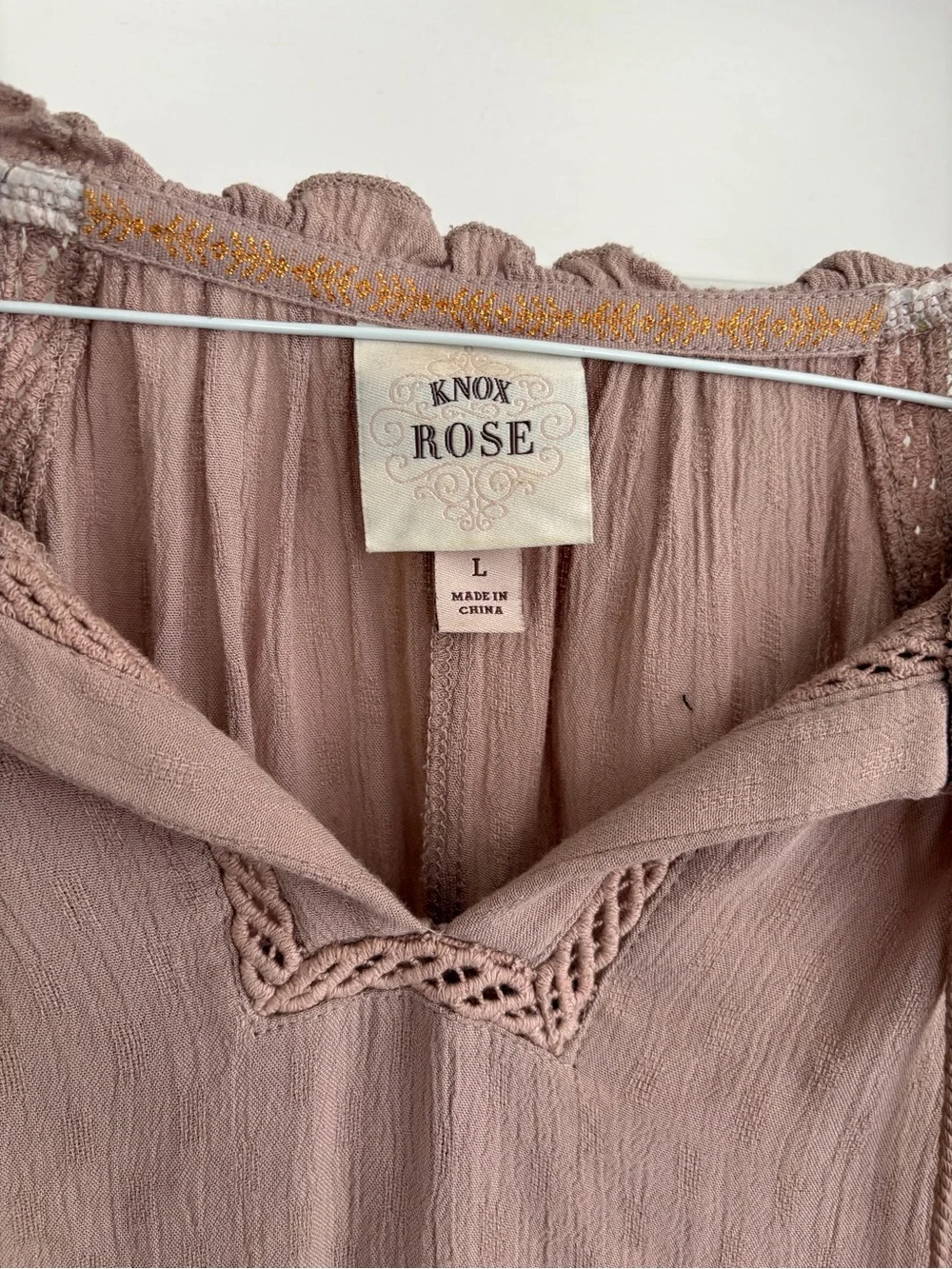 Knox Rose Boho Peasant Lace Top Women’s Large Cottagecore Girly Tassle Top - Picture 2 of 6